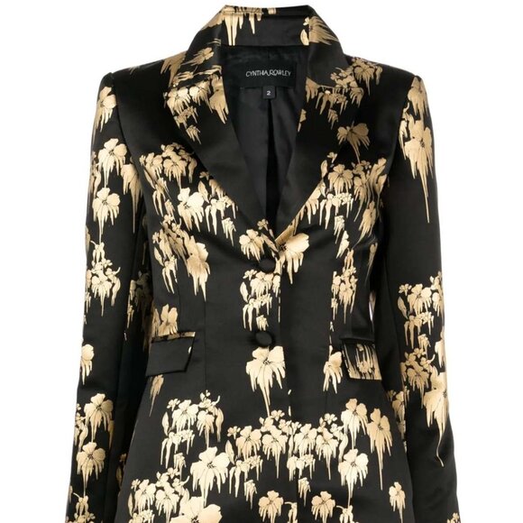 CYNTHIA ROWLEY Dripping In Gold Fitted Blazer Sz 10 - Picture 8 of 8